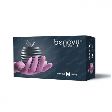 Перчатки нитриловые Benovy размер M розовые Перчатки нитриловые Benovy размер M розовые