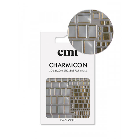 Charmicon 3D Silicone Stickers №158 Квадраты золото