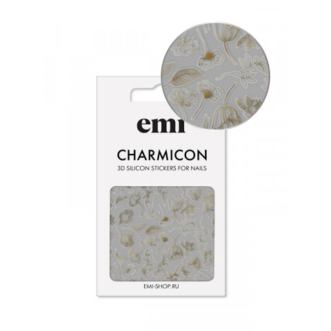 Charmicon 3D Silicone Stickers №178 Цветы золото
