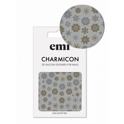 Charmicon 3D Silicone Stickers №151 Снежинки золото/серебро