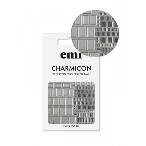 Charmicon 3D Silicone Stickers №159 Квадраты серебро