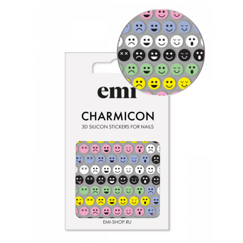 Charmicon 3D Silicone Stickers №197 Цветные смайлы